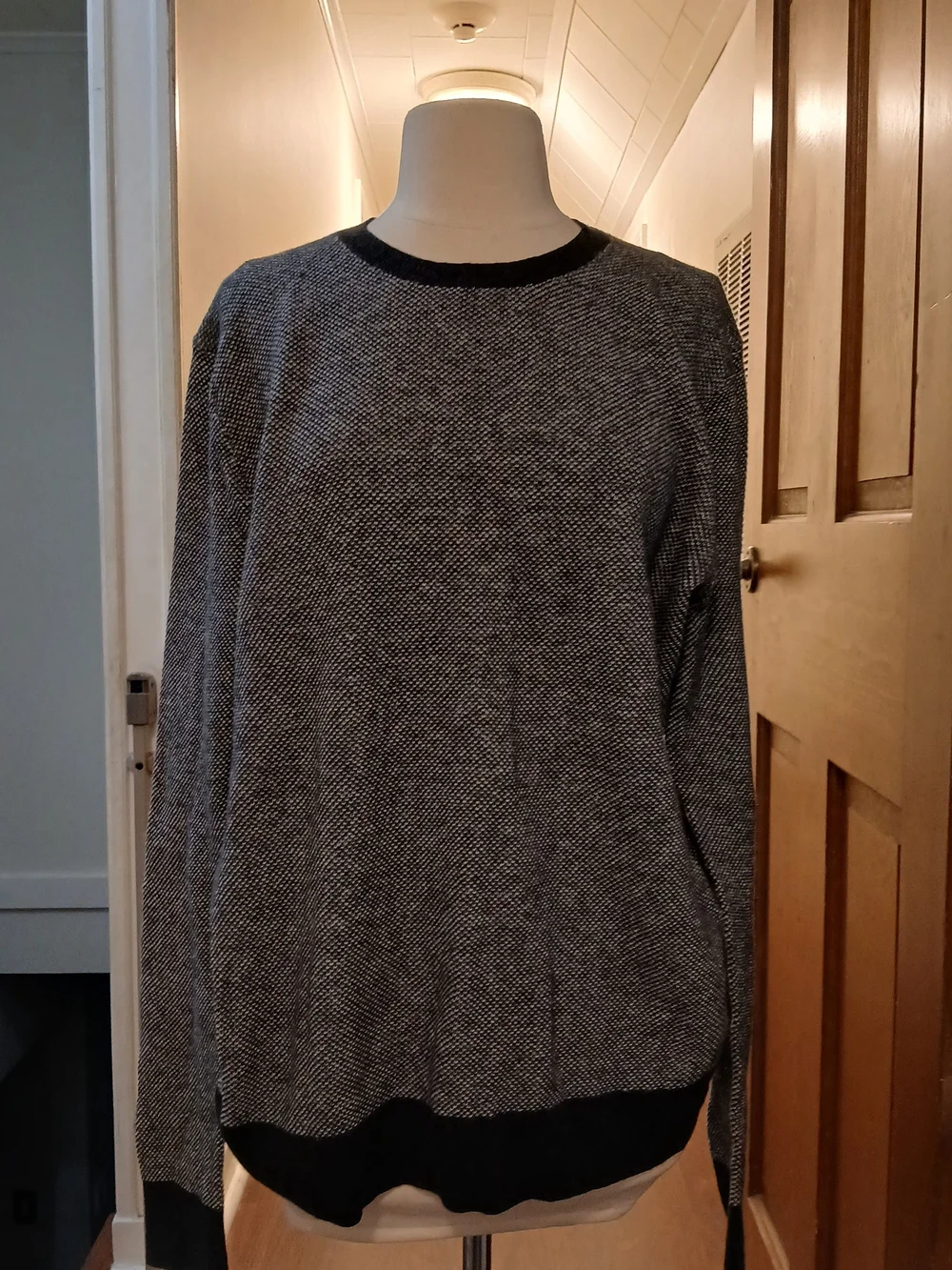 Brooks Brothers Black and Gray Crewneck Sweater